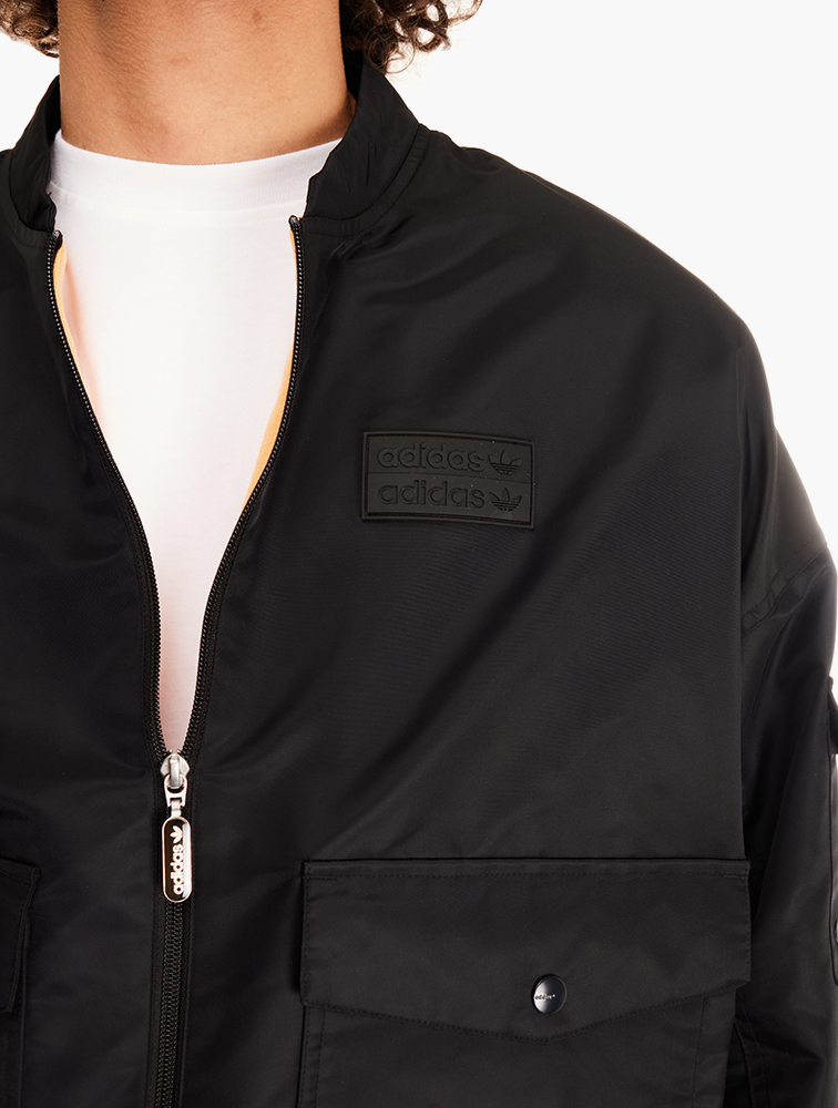 Shop adidas Black & Hazy Orange Logo Sports Jacket for Men from